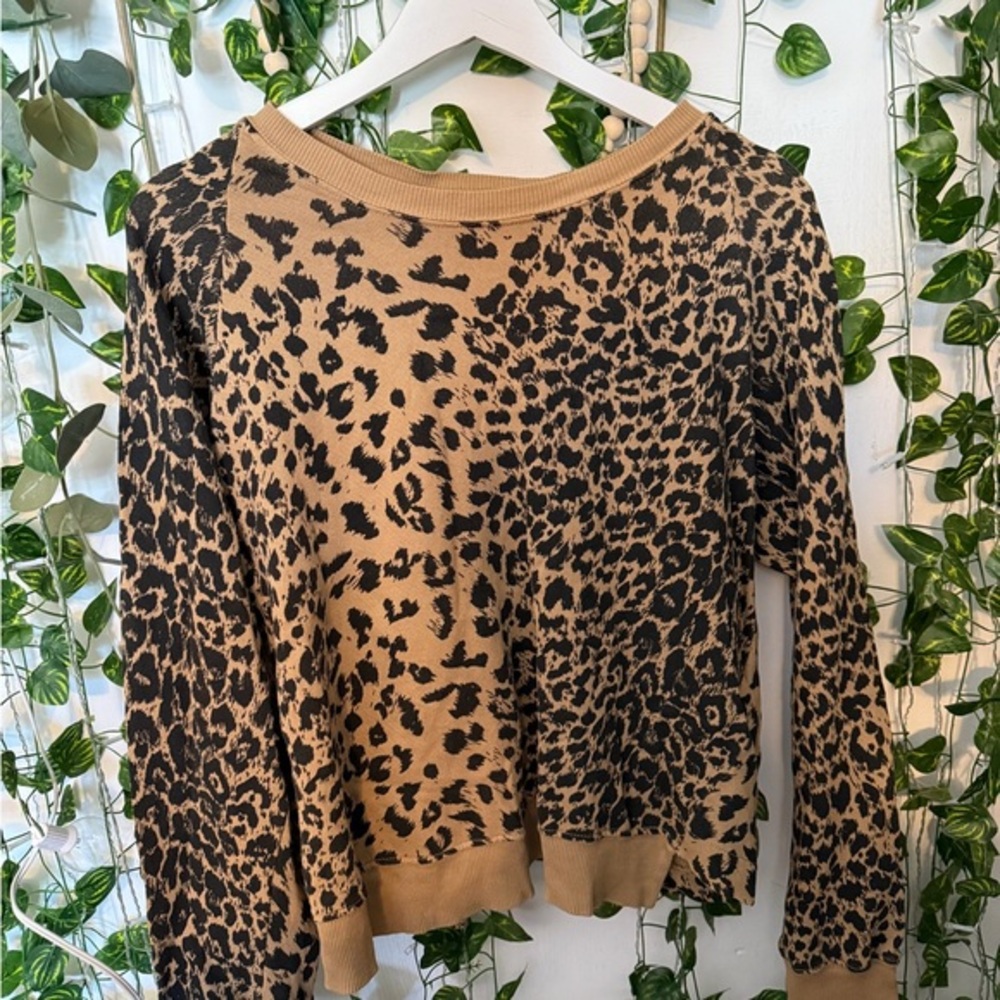 Current/Elliott Tan and Black Animal Print Top